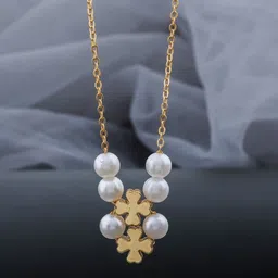 Birado Jewellery Set Of 2 Stainless Steel Gold-Plated Pearls Studded Minimal Chains image 4