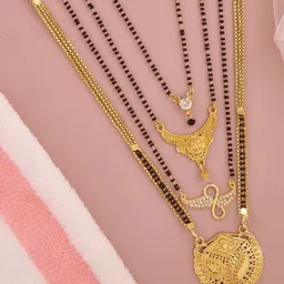 Bhanu diam Gold-Plated Brass Mangalsutra-picture-30