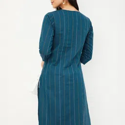 max Striped Embroidered Thread Work Straight Kurta image 2