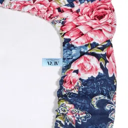 Aura Blue & Red Floral Printed 300 TC Fitted King Bedsheet Set 2.5 x 2.25 m image 4