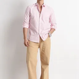 Blu MNKY Men Classic Slim Fit Gingham Checks Checked Casual Shirt image 3