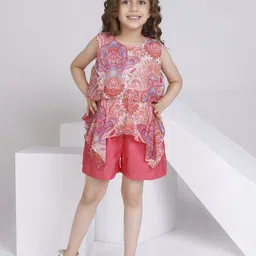 Peppermint Girls Printed Round Neck Top with Shorts-picture-22