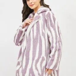 Athena Striped Notched Lapel Longline Overcoat image 4