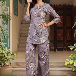 Moda Rapido Printed Notch Neck Tunic With Palazzos image 4