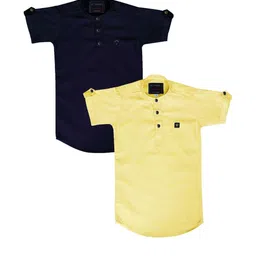 OJ TREND Kids-Boys Navy Blue Kurtas-picture-11