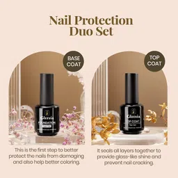 gleevia Shiny Top Coat & Base Coat UV/LED Soak-Off Gel 15ml/each Combo Pack Transparent image 2
