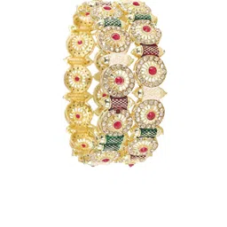 NMII Golden Set Of 2 Gold-Plated Cubic Zircon-Studded Bangles image 4