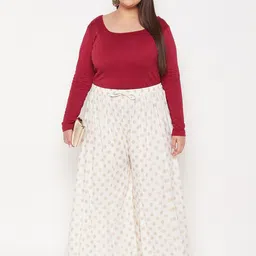 CLORA CREATION PLUS Women Polka Dots Printed Flared Palazzos image 4