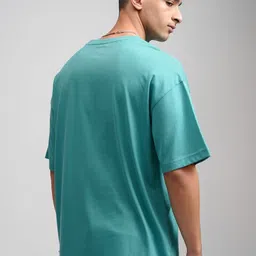 HIGHLANDER Men Round Neck Half Sleeve Oversized T-Shirt With Puff Print image 4