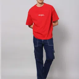 Besick Men Typography Printed Round Neck Oversized T-shirt image 5