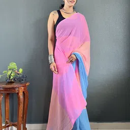 FLOURIOUS Tie and Dye Pure Georgette Saree image 2