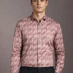 Louis Philippe Slim Fit Abstract Printed Spread Collar Shirt-image-47