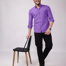 encore by INVICTUS Men Original Fit Textured Spread Collar Cotton Casual Shirt-image-18