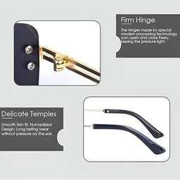 Arzonai Unisex Black Lens & Gold-Toned Square Sunglass image 4