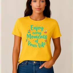 Anikmart Women Typography Printed Pure Cotton T-shirt-image-90