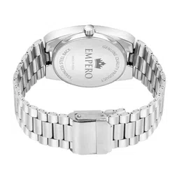 EMPERO Men Brass Patterned Dial & Stainless Steel Straps Analogue Watch EAB221.2 Square Black Dial Silver image 5