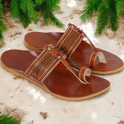 DFR Men Brown Synthetic Leather Comfort Sandals image 2