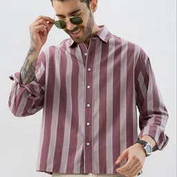 VASTRADO Men Classic Boxy Multi Stripes Striped Casual Shirt image 3