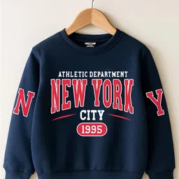 KUCHIPOO Boys Blue Fleece Printed Regular Fit Winterwear Sweatshirt-picture-19