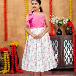 YK Girls Floral Printed Fit & Flare Midi Dress-picture-30