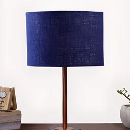 Aura Blue Textured Metal Contemporary Cylindrical Shaped Table Lamp-picture-29