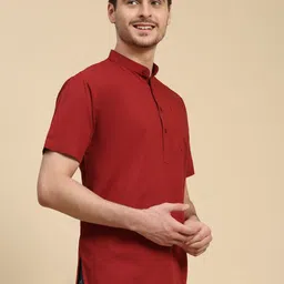 Moda Rapido Men Cherry Red Kurta image 5