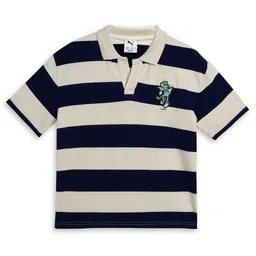 Puma Boys Super Striped Pure Cotton Relaxed Fit Polo Collar T-Shirt-image-47