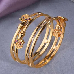 Jitaksh Set Of 2 Gold-Plated American Diamond Studded Bangles-picture-51