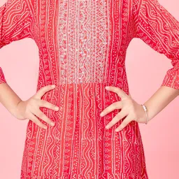 BAESD Girls Ethnic Motifs Printed Flared Sleeves Kurta image 2