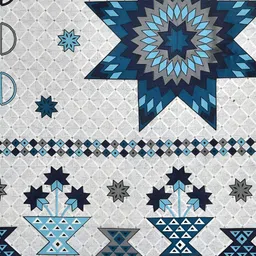 Myntra Elegant Homes Set Of 8 White & Blue Printed Cotton Diwan Set image 3