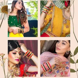 Zindura Set Of 2 Gold-Plated Stone-Studded & beaded Bangles image 5