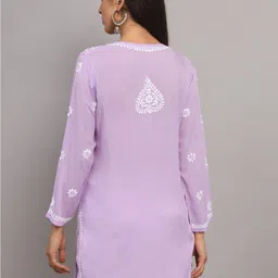 PARAMOUNT CHIKAN Ethnic Motifs Embroidered Chikankari Modal Kurti image 2