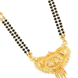 MEENAZ Gold-Plated & Beaded Long Chain Mangalsutra image 4
