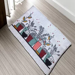inside styles Multicolour Floral Cotton 32x20 Inches AntiSkid Door Mat image 1