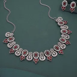 Brado Jewellery Brass Gold-plated Maroon White Jewellery Set image 4