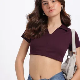 glitchez Ribbed Rebel Textured Fitted Crop Top-picture-11