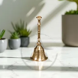 Adhvik Gol Churi Ghanti Yellow Textured Pooja Bell image 2