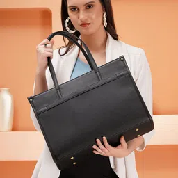 ALL ABOUT HER League Women Textured Structured Laptop Tote Bag-picture-16