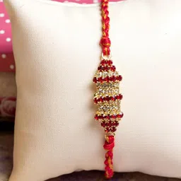 Look and Adorn Unisex Red Bhaiya Bhabhi Rakhi image 3