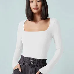 Maheshvi Women Square Neck Long Sleeves Fitted Casual Top-picture-11