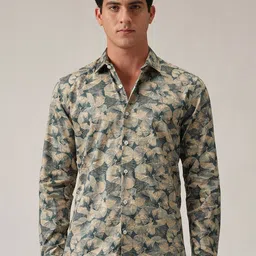 Banana Club Brushstroke Floral Printed Classic Slim Fit Shirt-image-9