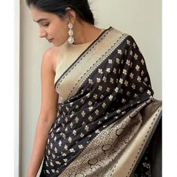 CANIZZARO Woven Design Zari Silk Blend Banarasi Saree image 2