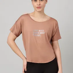 MKH Women Typography Printed Relaxed Fit Drop-Shoulder Sleeves Dri-FIT T-shirt-picture-49