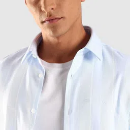 Calvin Klein Jeans Men Vertical Striped Spread Collar Cotton Casual Shirt image 5