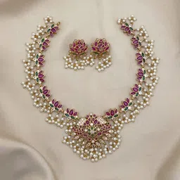 D Rio Fashions Women Gold-Plated Cubic Zirconia Stone Studded & Beaded Jewellery Set-picture-26