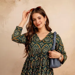 HYTEN Women Ethnic Motifs Printed Indie Prints Anarkali Kurta image 3