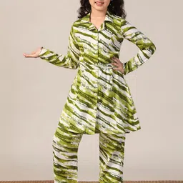 FASHION DREAM Girls Abstract Printed Panelled Longline Top with Trousers-image-81