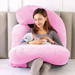 ultra soft j shaped Polyester Fibre Solid Pregnancy Pillow Pack of 1-image-6