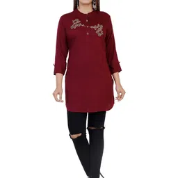 OH MI DIOS Embellished Mandarin Collar Top-image-64