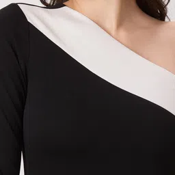 PEACH & PANDA Women One Shoulder Sheath Midi Dress image 4